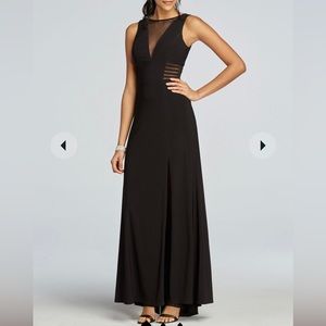 Morgan & Co. Sz 1 gorgeous black gown with mesh cutouts